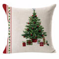 Housse de coussin cadeau Noël Père Noël en coton et lin